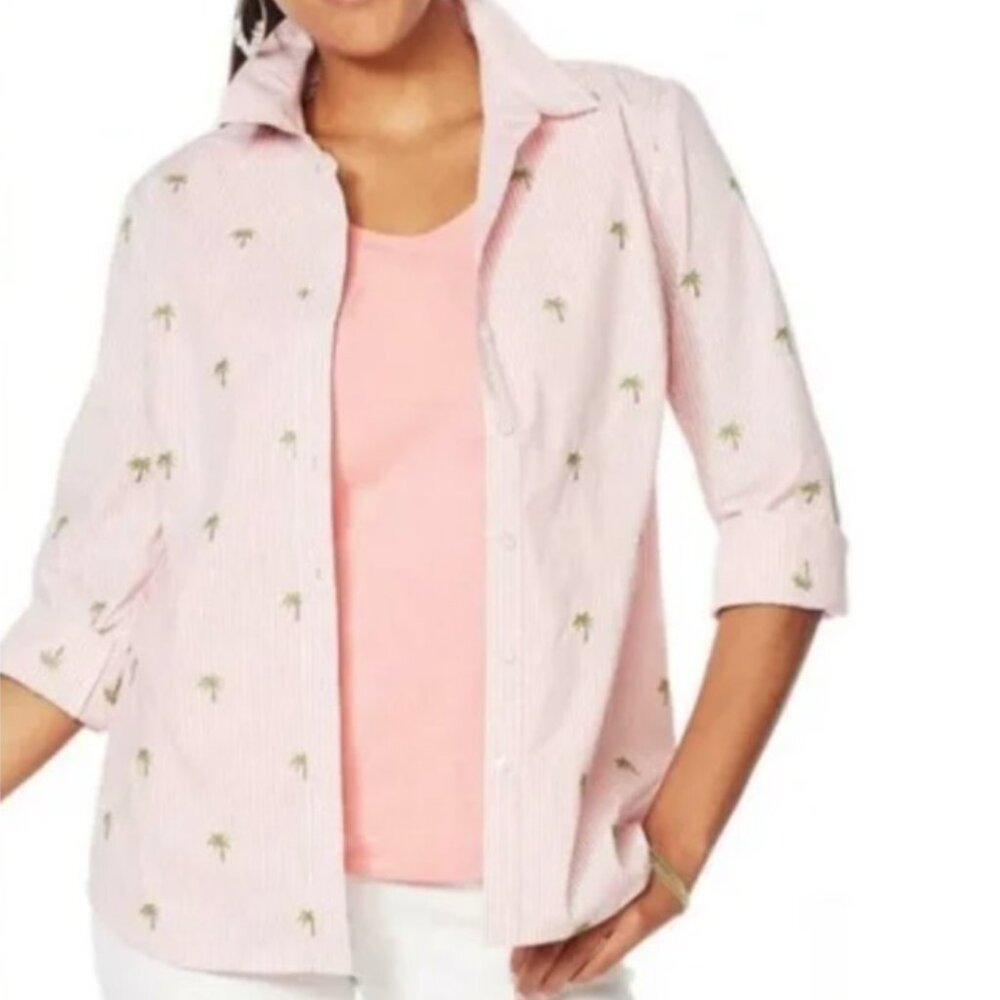 Lemon Way Palm Tree Embroidered Shirt